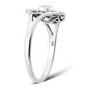 Opal Round Celtic Knot Silver Ring - r596