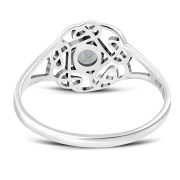 Opal Round Celtic Knot Silver Ring - r596