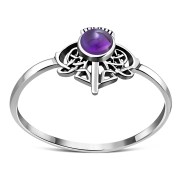 Amethyst Thistle Silver Ring, r598
