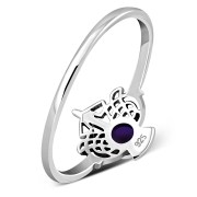 Amethyst Thistle Silver Ring, r598
