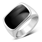 Black Onyx Stone Sterling Silver Ring, R599