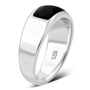 Black Onyx Stone Sterling Silver Ring, R602