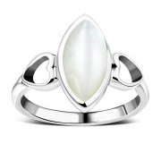 Mother Of Pearl Love Heart 925 Sterling Silver Ring, r606
