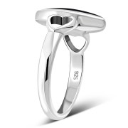Black Onyx Love Heart Silver Ring, r606
