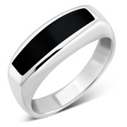 Black Onyx Stone Sterling Silver Ring, R607