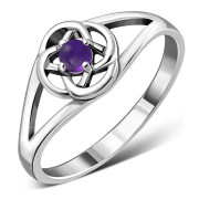 Amethyst Celtic Silver Ring, r620