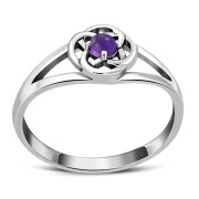 Amethyst Celtic Silver Ring, r620