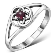 Garnet Celtic Silver Ring, r620