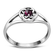 Garnet Celtic Silver Ring, r620