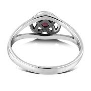 Garnet Celtic Silver Ring, r620