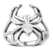 Mother Of Pearl Shell Spider Silver Ring, r625