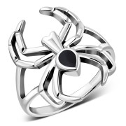 Black Onyx Spider Silver Ring, r625