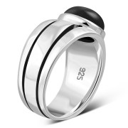 Black Onyx Solid Sterling Silver Men's Ring - r060