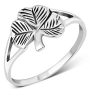 Plain Solid Sterling Silver Shamrock Ring, rp589