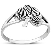Plain Solid Sterling Silver Shamrock Ring, rp589