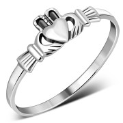Thin Celtic Claddagh Ring, 925 Sterling Silver, rp671