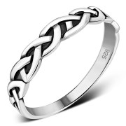 Plain Celtic Knot Band Ring 925 Sterling Silver, rp704