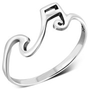 Musical Note Silver Ring, 925 Solid Silver, rp709