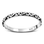 Thin Silver Spiral Band Ring, rp714