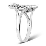 Plain Silver Celtic Knot Thistle Ring, rp731