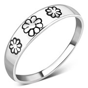 Plain Simple Flowers Silver Ring, rp745