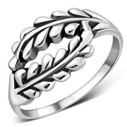 Plain Sterling Silver Laurel Leaves Ring, rp746