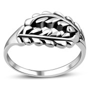 Plain Sterling Silver Laurel Leaves Ring, rp746