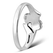 Plain Sterling Silver Flowers Ring, rp749