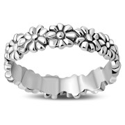 Silver Flower Band Ring, rp772