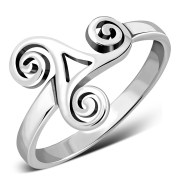 Plain Silver Celtic Triskele Triple Spiral Ring, rp787