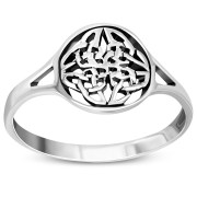 Round Design Celtic Trinity Knot Silver Ring, rp800