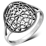 Plain Ethnic Style Sterling Silver Round Ring, rp806