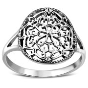 Plain Ethnic Style Sterling Silver Round Ring, rp806