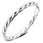 Twisted Delicate Plain Celtic Silver Band Ring, rp843