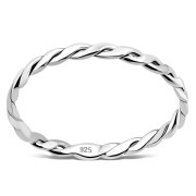Twisted Delicate Plain Celtic Silver Band Ring, rp843