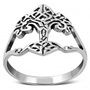 Tree of Life Celtic Knot Plain Silver Ring, rp865