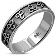 Celtic Triskele Triple Spiral Band Ring, rp895