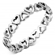 Hearts Band Silver Ring, rp896