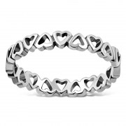 Hearts Band Silver Ring, rp896