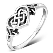 Irish Celtic Love Heart Trinity Knot Promise Silver Ring, p901