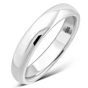 3.9mm Wide | Plain Half Round Top Silver Blank Engravable Wedding Band Ring, rp903