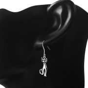 Pussy Cat Sterling Silver Dangle Drop Hook Earrings, tpeh002