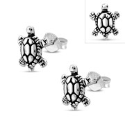 Turtle Tortoise Sterling Silver Stud Earrings, tpes002