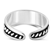 Bali Style Grooved Sterling Silver Adjustable Open Toe Ring, tptr006