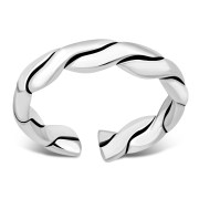 Twisted Band Sterling Silver Adjustable Open Toe Ring, tptr007