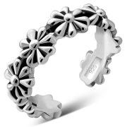 Flowers Toe Ring Plain Sterling Silver, tr57