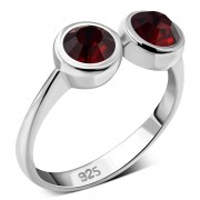 Garnet CZ Silver Toe Ring, trs2
