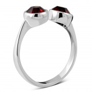 Garnet CZ Silver Toe Ring, trs2