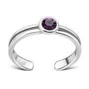Amethyst Cubic Zirconia Silver Toe Ring, trs3