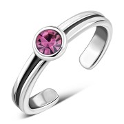 Rose Pink Cubic Zirconia Silver Toe Ring, trs3